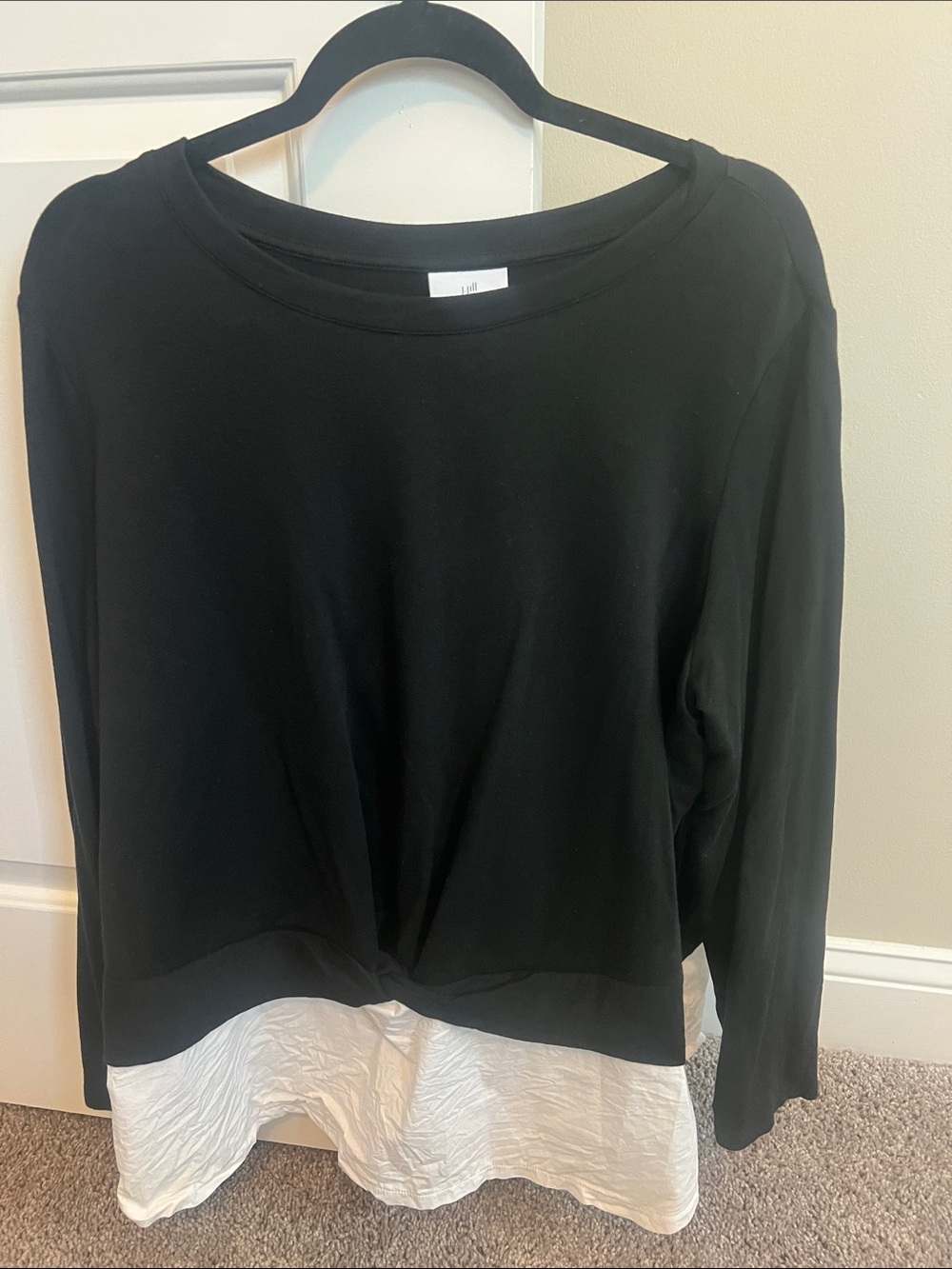 J.Jill Wearever Black White Layered Look Tunic Top Long Sleeve XL
